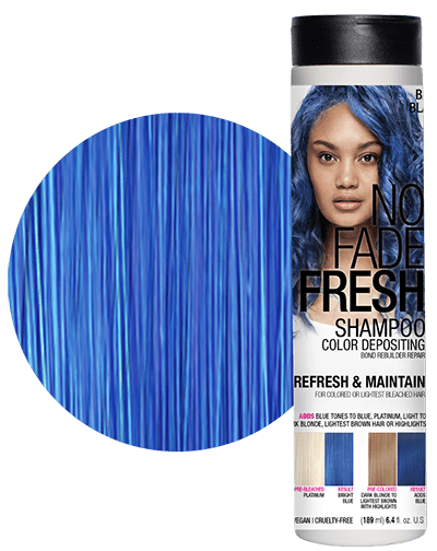 No Fade Fresh semi permanent hair color depositing shampoo in Blue Blast