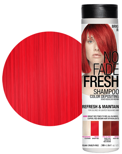 No Fade Fresh semi permanent hair color depositing shampoo in Bright Red