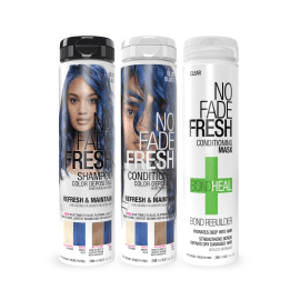 No Fade Fresh Blue Blast shampoo conditioner set with BondHeal deep conditioning hair mask