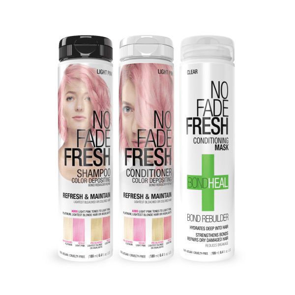 No Fade Fresh Light Pink shampoo conditioner set with BondHeal deep conditioning hair mask