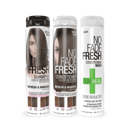 No Fade Fresh Natural Brown shampoo conditioner set with BondHeal deep conditioning hair mask